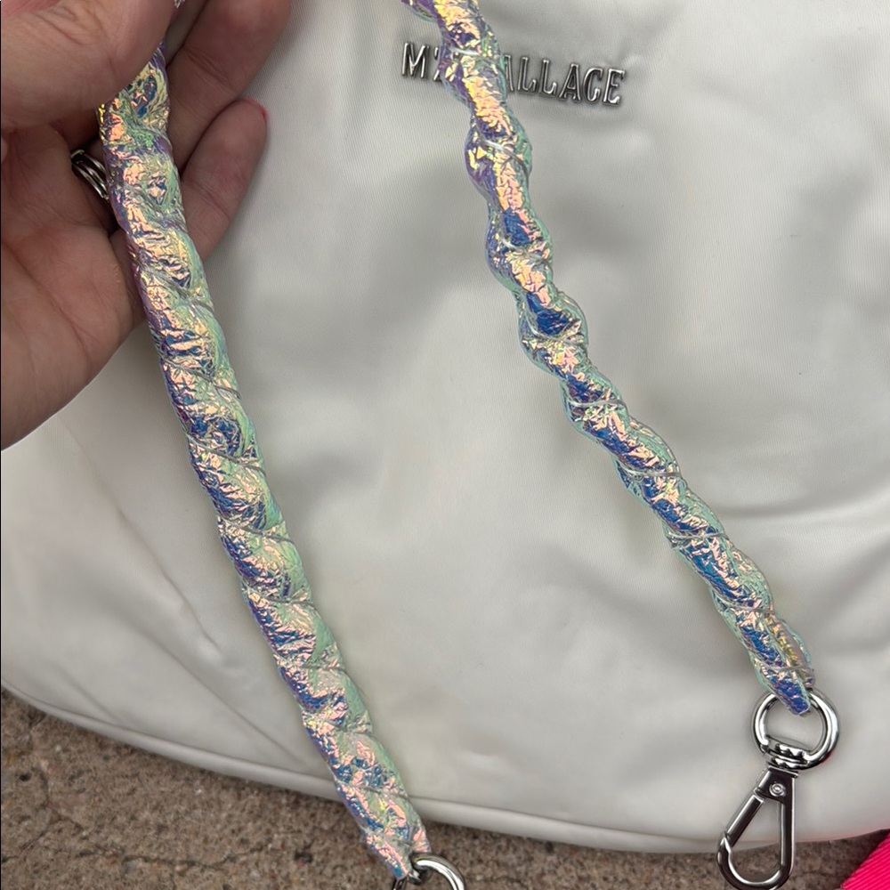 MZ Wallace White Crossbody Bag with Pink Strap - Picture 5 of 8